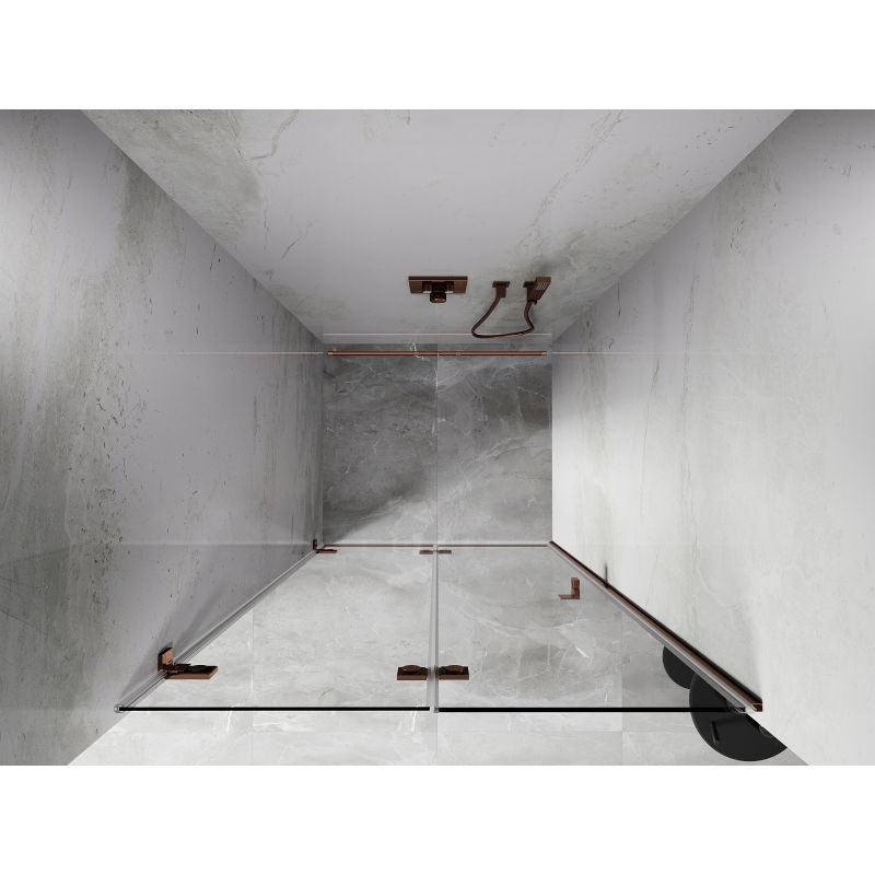 Mexen Lunar-F сгъваема душ врата, лява 70 см, прозрачна, розово злато - 836-070-000-60-00-L