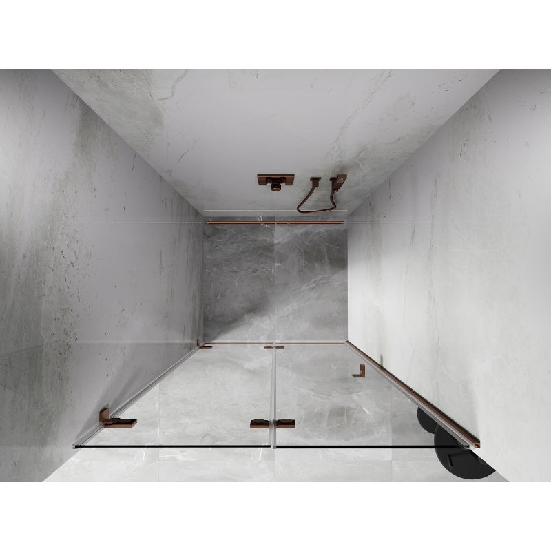 Mexen Lunar-F сгъваеми душ врати ляви 70 см, прозрачни, четкана мед - 836-070-000-65-00-L