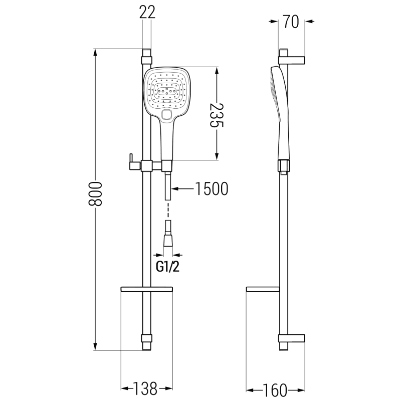 Mexen DQ17 плъзгащ душ комплект, хром - 785174581-02