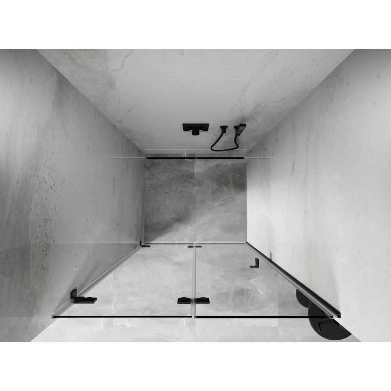 Mexen Lunar-F сгъваеми душ врати, ляви 60 см, прозрачни, четка Gun Gray - 836-060-000-66-00-L