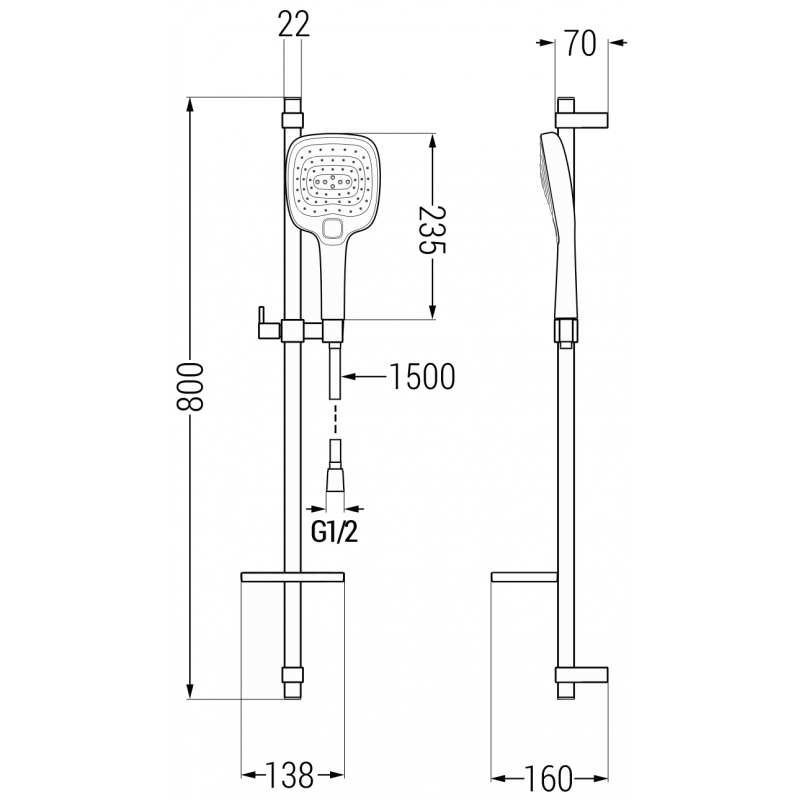 Mexen DQ17 комплект за душ с плъзгаща се стойка, черен - 785174581-70