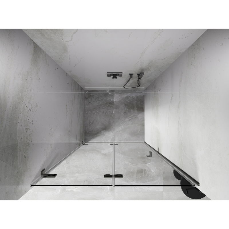 Mexen Lunar-F сгъваеми леви душ врати 75 см, прозрачни, четкан никел - 836-075-000-97-00-L