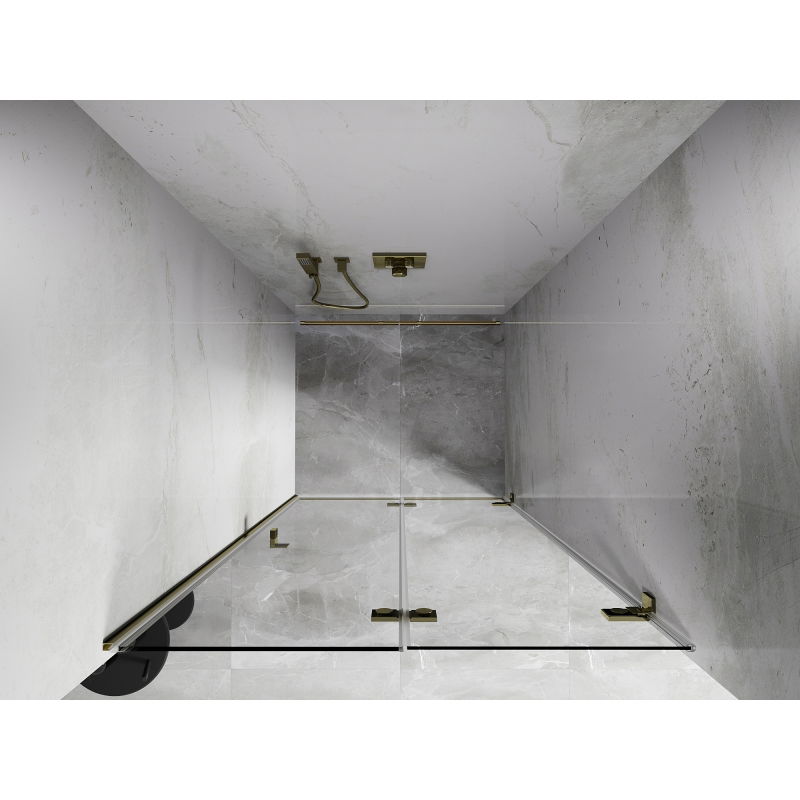 Mexen Lunar-F сгъваеми душ врати, десни, 80 см, прозрачни, златни - 836-080-000-50-00-P