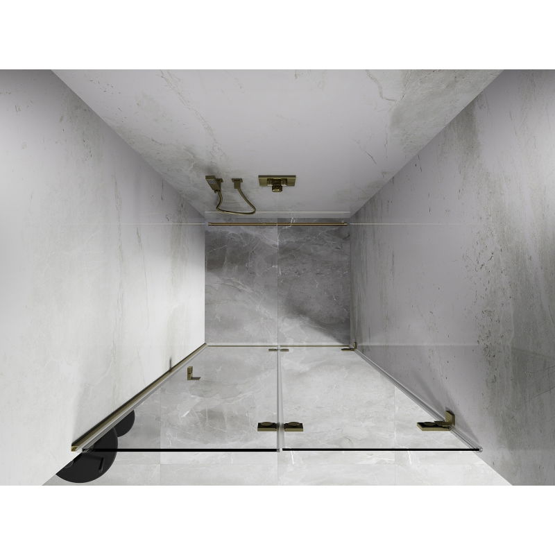 Mexen Lunar-F сгъваеми душ врати десни 95 см, прозрачни, златисто матови - 836-095-000-55-00-P