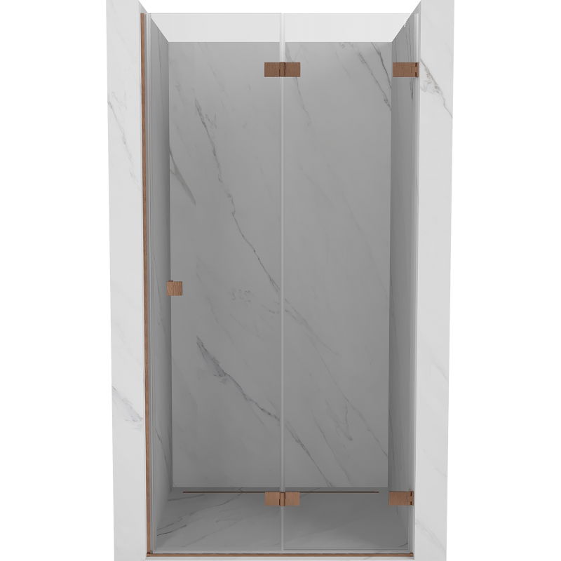 Mexen Lunar-F сгъваеми душ врати дясни 80 cm, прозрачни, четкана мед - 836-080-000-65-00-P