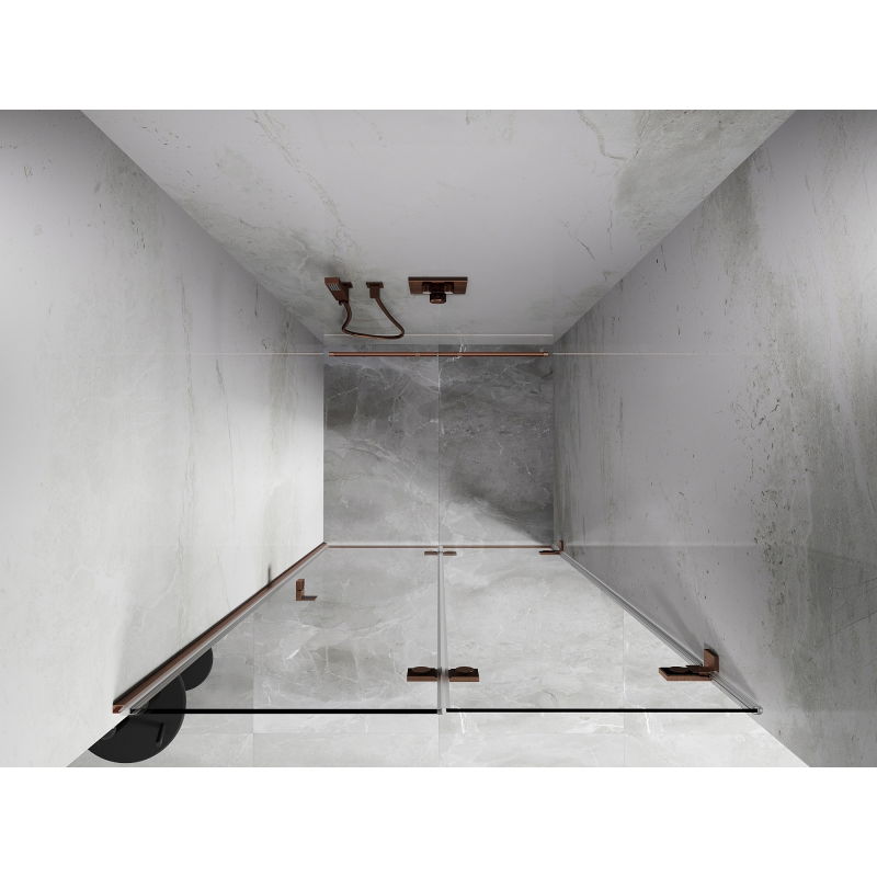 Mexen Lunar-F сгъваеми душ врати десни 80 см, прозрачен, матирана мед - 836-080-000-65-00-P