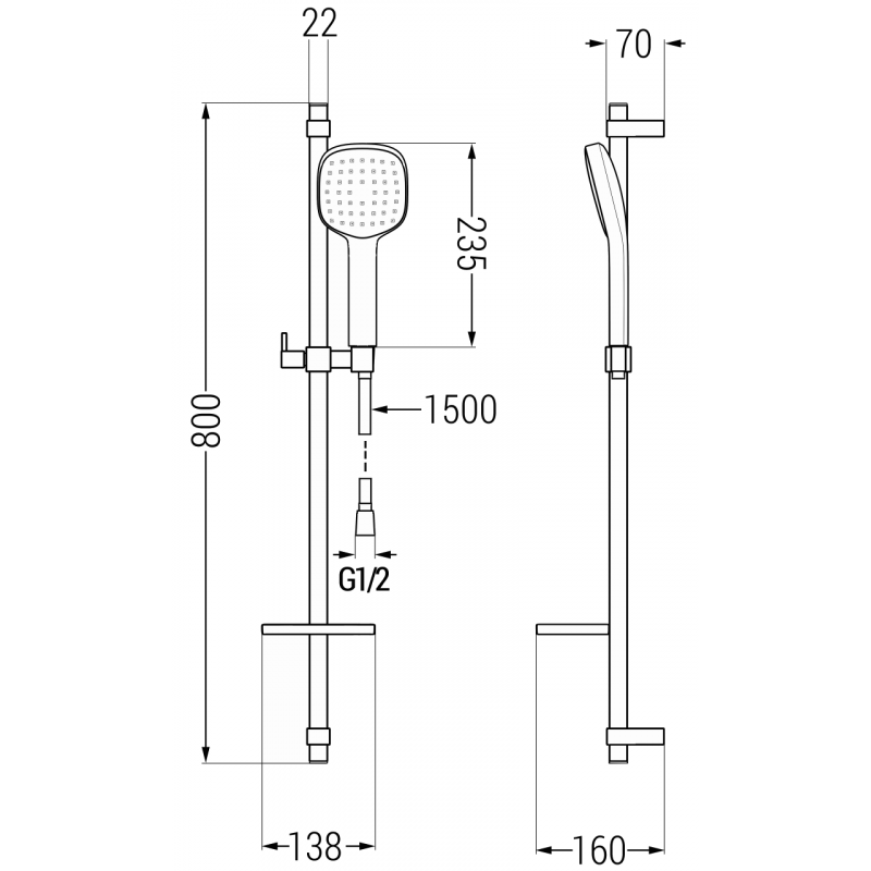 Mexen DQ33 плъзгащ се душ комплект, хром - 785334581-02