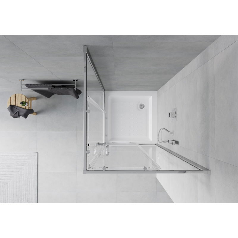 Mexen Rio квадратна душ кабина 70 x 70 см, прозрачна, хром + корито Rio, бяло - 860-070-070-01-00-4510