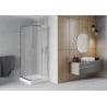Mexen Rio квадратна душ кабина 80 x 80 cm, замръзнала, хром + корито Rio, бял - 860-080-080-01-30-4510