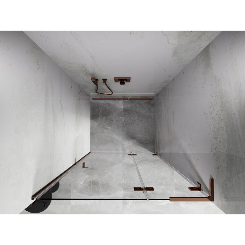 Mexen Lunar L прави душ врати отварящи се на дясно 90 см, прозрачни, розово злато - 834L-090-000-60-00-P