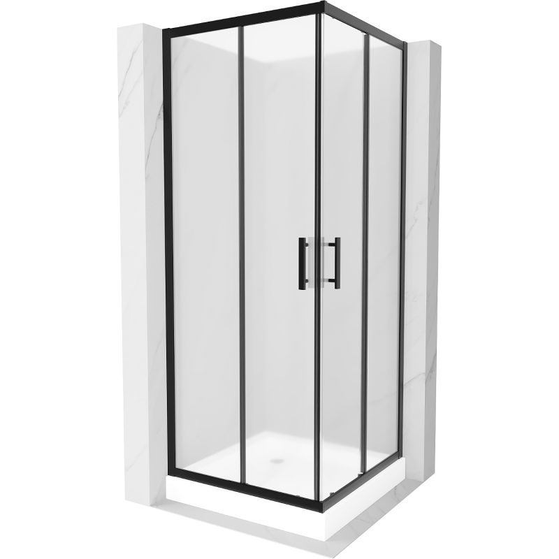 Квадратна душ кабина Mexen Rio 70 x 70 cm, матирана, черна + корито Rio, бял - 860-070-070-70-30-4510