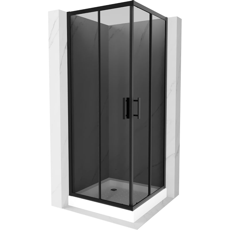 Мексен Рио квадратна душ кабина 70 x 70 см, графит, черна + корито Рио, бял - 860-070-070-70-40-4510
