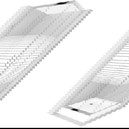 Mexen Rio квадратна душ кабина 70 x 70 см, бели ивици, хром + корито, бяло - 860-070-070-01-20-4510