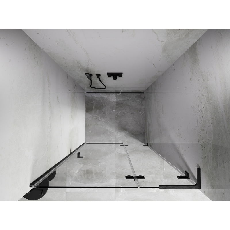 Mexen Lunar L панти прави душ врати 75 см, прозрачни, четка сивa стъпка - 834L-075-000-66-00-P