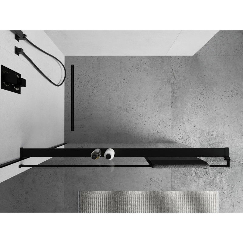 Mexen рафт за душ кабина с релинг за кърпи, черен - 800-02-70