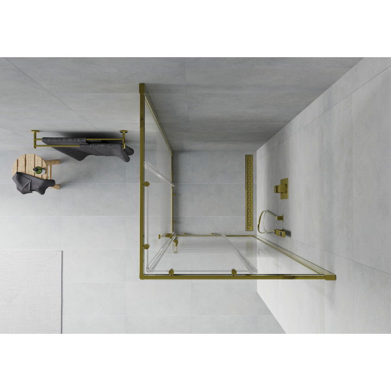Mexen Rio квадратна душ кабина 70 x 70 см, прозрачна, златна - 860-070-070-50-00