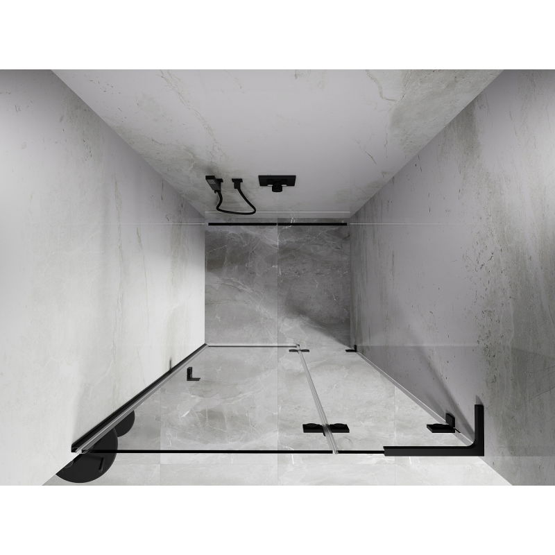 Mexen Lunar L душ кабина с отваряеми врати дясна 90 см, прозрачна, черна - 834L-090-000-70-00-P