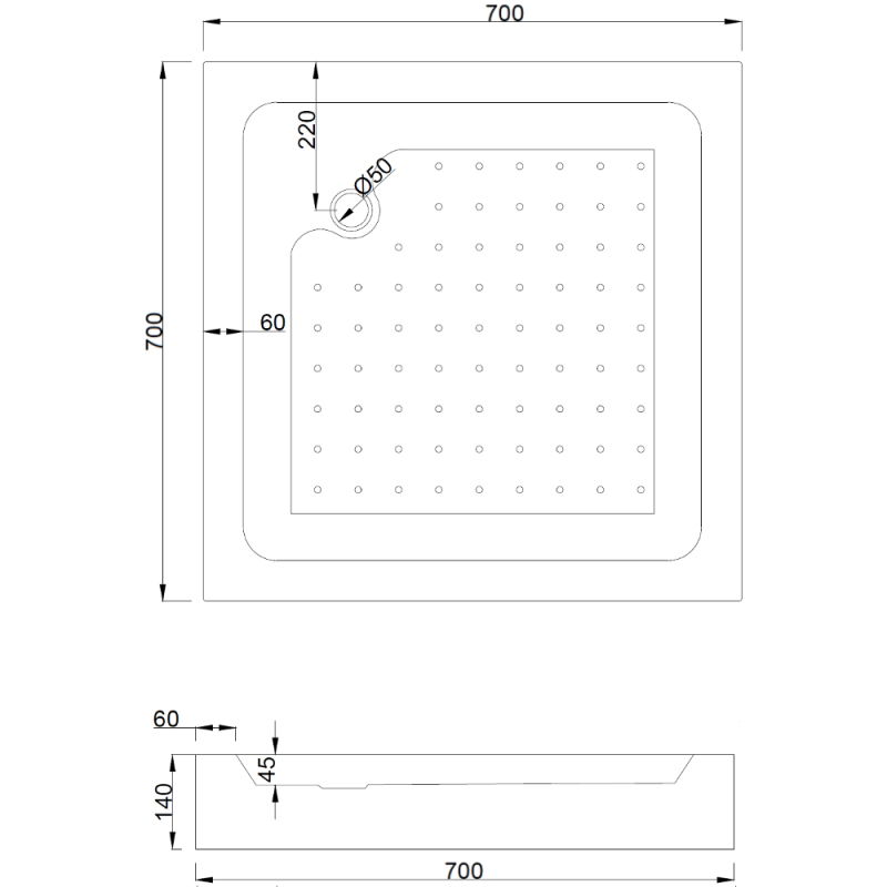 Mexen Rio квадратна душ кабина 70 x 70 см, графит, хром + корито Rio, бяло - 860-070-070-01-40-4510