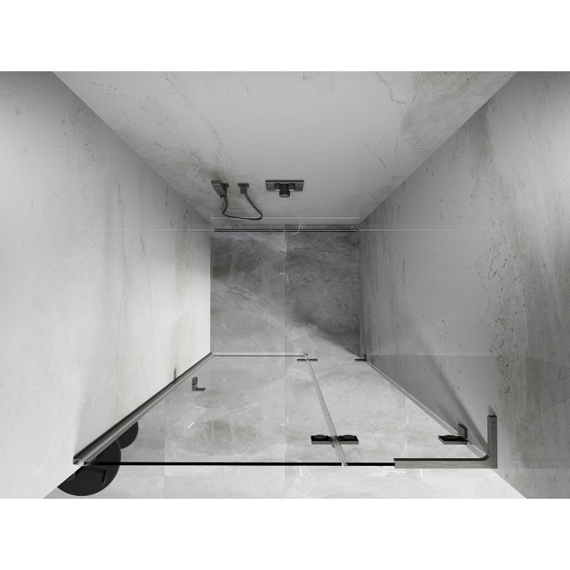 Mexen Lunar L панти врати за душ кабина, десни 85 см, прозрачен, матиран никел - 834L-085-000-97-00-P