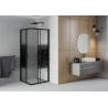 Mexen Rio квадратна душ кабина 90 x 90 см, ивици, черен - 860-090-090-70-20
