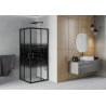 Mexen Rio квадратна душ кабина 90 x 90 см, ивици, черен - 860-090-090-70-20