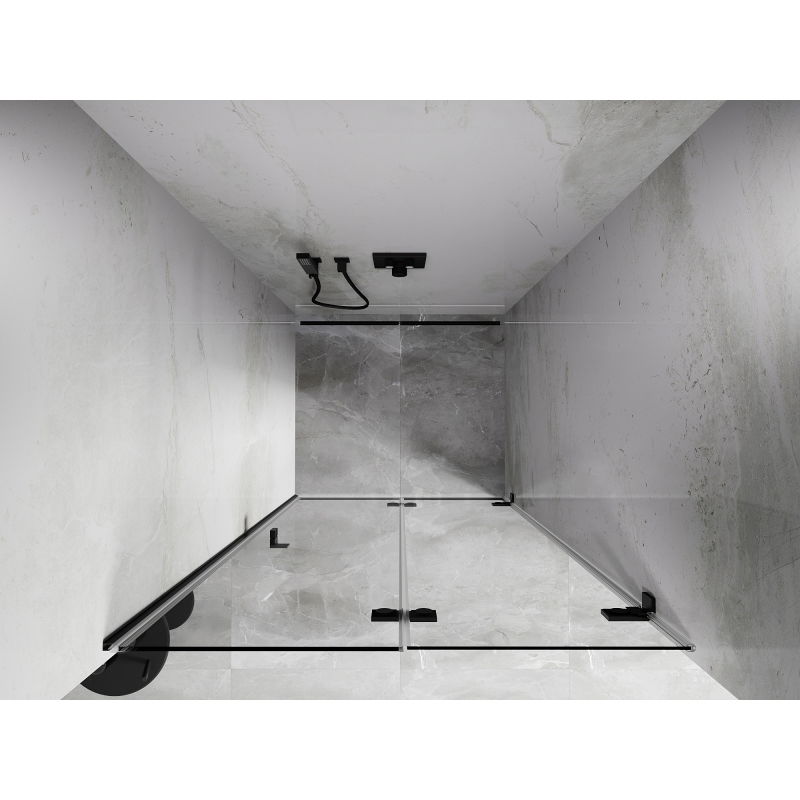 Mexen Lunar-F сгъваеми душ врати, десни 90 см, прозрачни, черни - 836-090-000-70-00-P