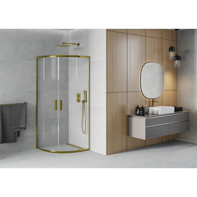 Mexen Rio кръгла душ кабина 80 x 80 см, прозрачна, златна - 863-080-080-50-00