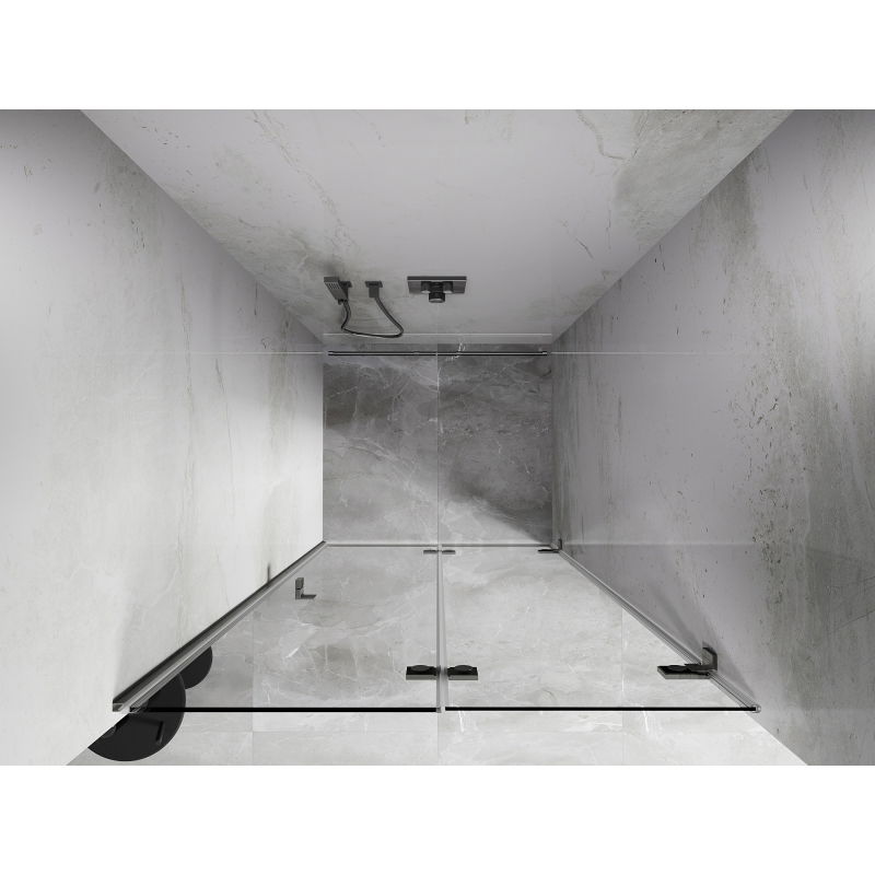 Mexen Lunar-F сгъваеми душ врати десни 95 см, прозрачни, матиран никел - 836-095-000-97-00-P