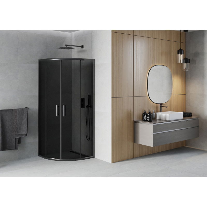 Mexen Rio ъглова душ кабина 80 x 80 см, графит, черна - 863-080-080-70-40