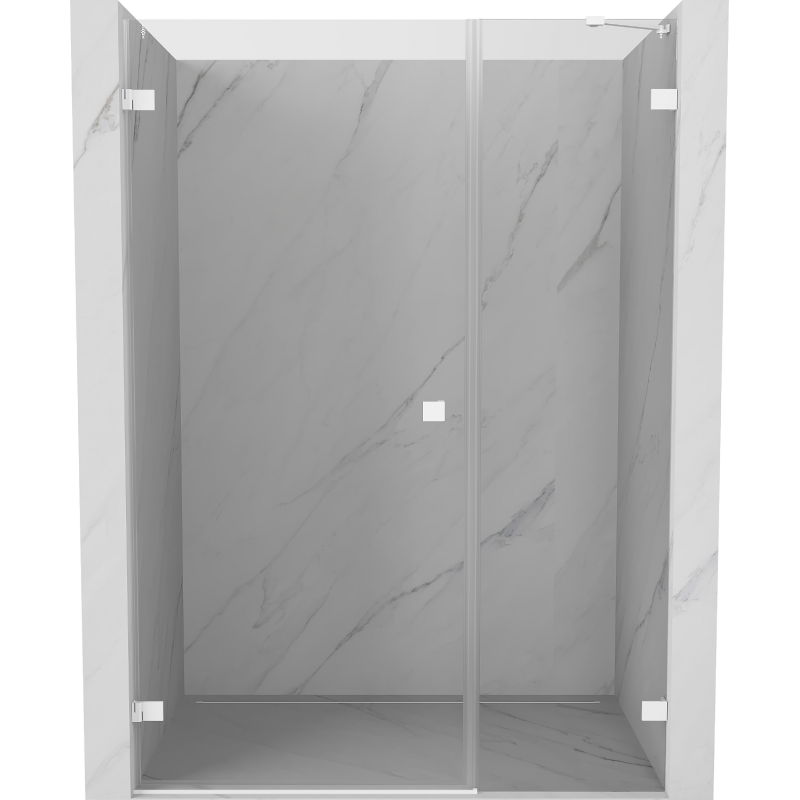 Mexen Lunar-B лява сгъваема душ врата 130 см, прозрачна, бяла - 832S-130-050-20-00-L