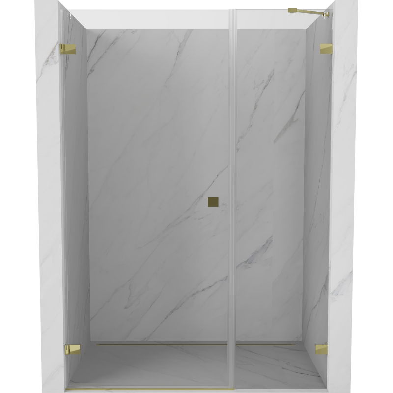 Mexen Lunar-B лява отваряема душ врата 140 см, прозрачна, златна - 832S-140-050-50-00-L
