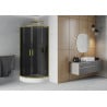 Mexen Rio полукръгла душ кабина 70 x 70 cm, графит, златен + корито Rio, бял - 863-070-070-50-0-4710
