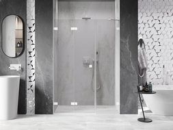 Mexen Lunar-F сгъваеми душ врати ляви 150 cm, прозрачни, бели - 836S-150-050-20-00-L