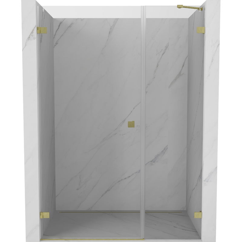 Mexen Lunar-B отваряща се лява душ врата 120 см, прозрачна, златна четка - 832S-120-050-55-00-L