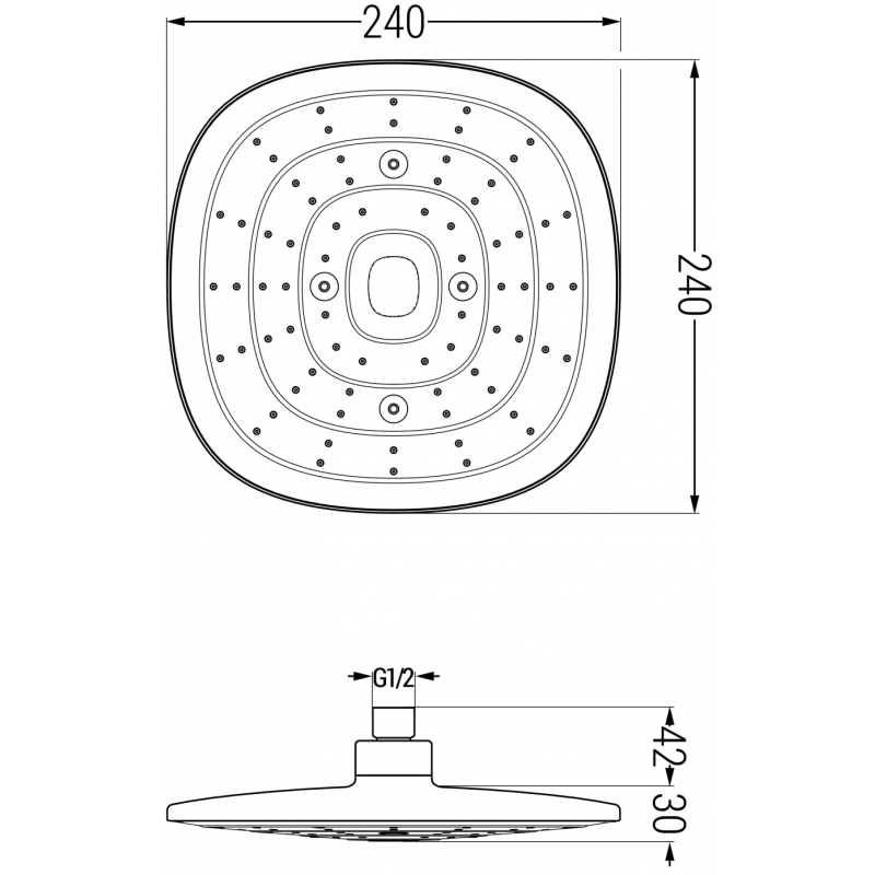 Mexen D-17 дъждовница 24x24 см, хром - 79717-00