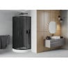 Mexen Rio полукръгла душ кабина 80 x 80 см, графит, черна + корито Rio, бяло - 863-080-080-70-40-4710