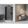Mexen Rio полукръгла душ кабина 80 x 80 см, графит, черна + корито Rio, бяло - 863-080-080-70-40-4710