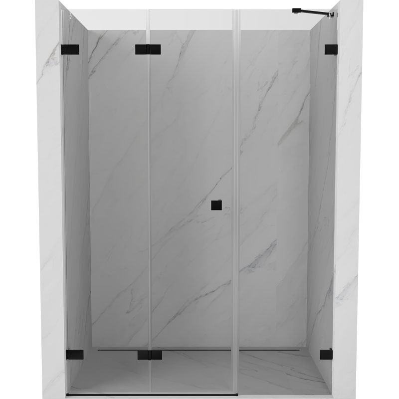 Mexen Lunar-F лява сгъваема душ врата 130 см, прозрачна, черна - 836S-130-050-70-00-L