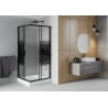 Mexen Rio квадратна душ кабина 90 x 90 см, черни линии, черна + корито Rio, бял - 860-090-090-70-20-4510