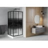 Mexen Rio квадратна душ кабина 90 x 90 см, черни линии, черна + корито Rio, бял - 860-090-090-70-20-4510
