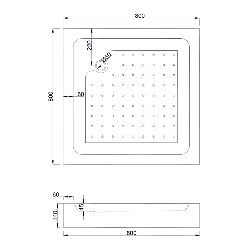 Mexen Rio Квадратна душ кабина 80 x 80 см, черни ивици, черна + поддушово корито, бял - 860-080-080-70-20-4510