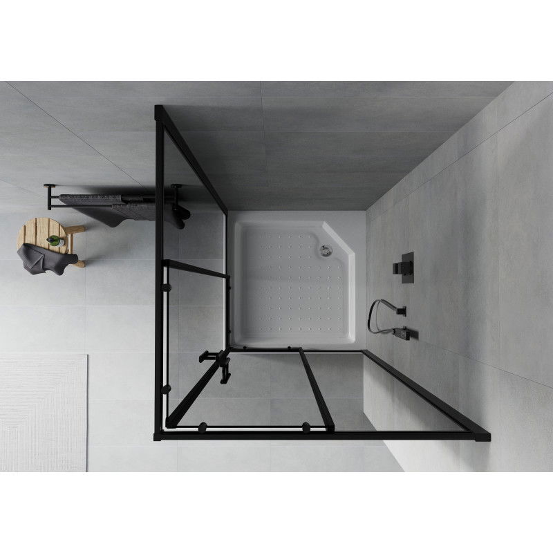 Mexen Rio квадратна душ кабина 90 x 90 см, графит, черна + поддушово корито Rio, бяло - 860-090-090-70-40-4510
