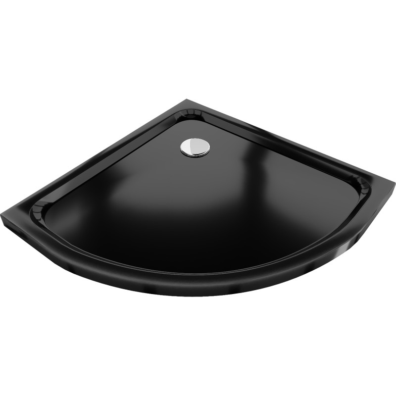 Mexen Flat полукръгъл тънък душ корито 100 x 100 см, черен, сифон хром - 41701010