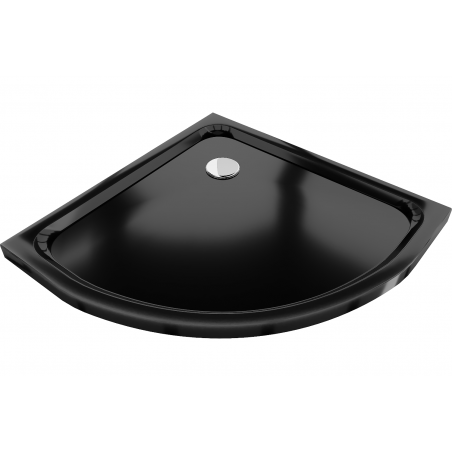 Mexen Flat черен, полукръгъл душ корито slim 100 x 100 cm, с хромиран сифон - 41701010