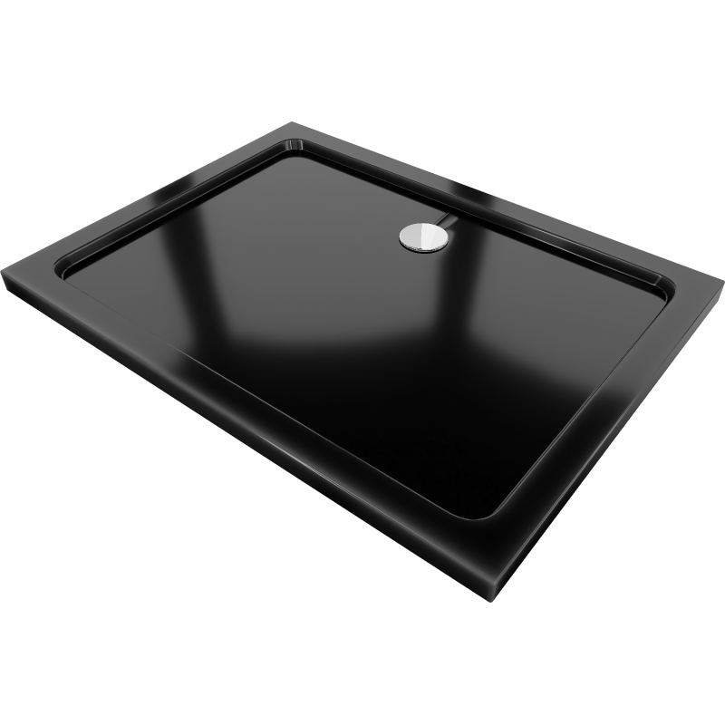 Mexen Flat правоъгълна тънка душ кабина 80 x 70 см, черна, с хромиран сифон