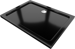 Mexen Flat правоъгълна тънка душ кабина 80 x 70 см, черна, с хромиран сифон