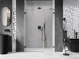 Mexen Lunar-B ляво отваряща се душ врата 120 см, прозрачна, черна - 832S-120-050-70-00-L