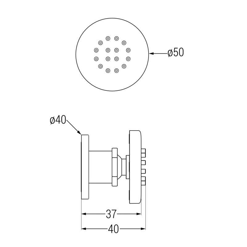 Mexen странична душ глава за външен монтаж, хром - 79361-00