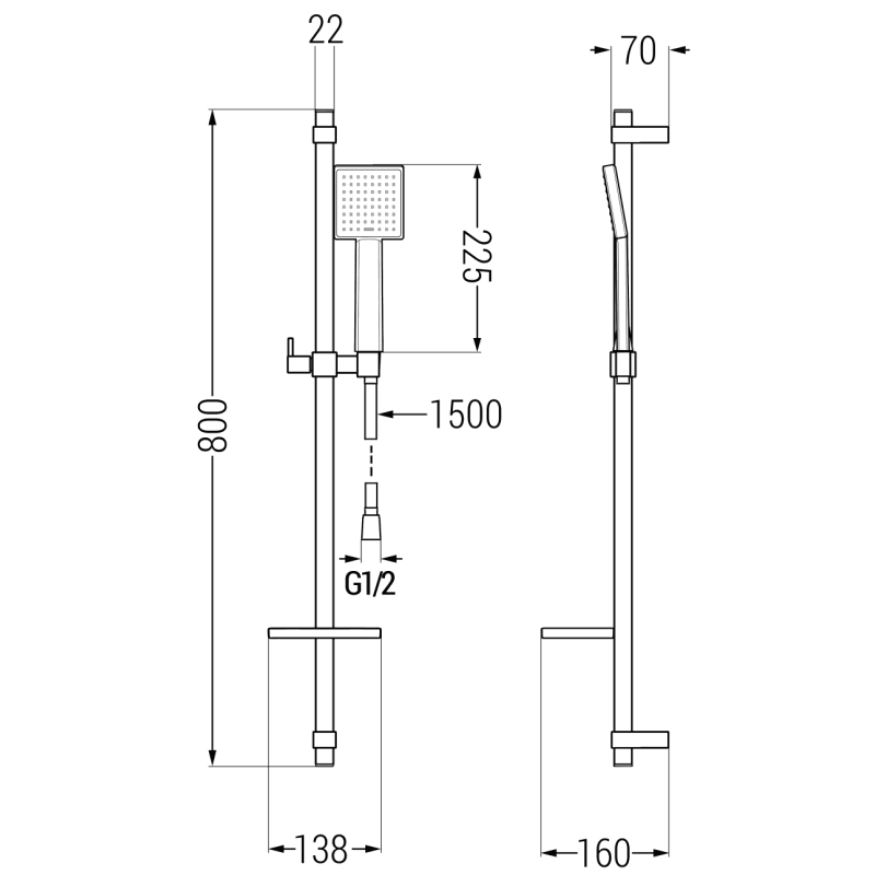 Mexen DQ45 черен плъзгащ се душ комплект - 785454581-70