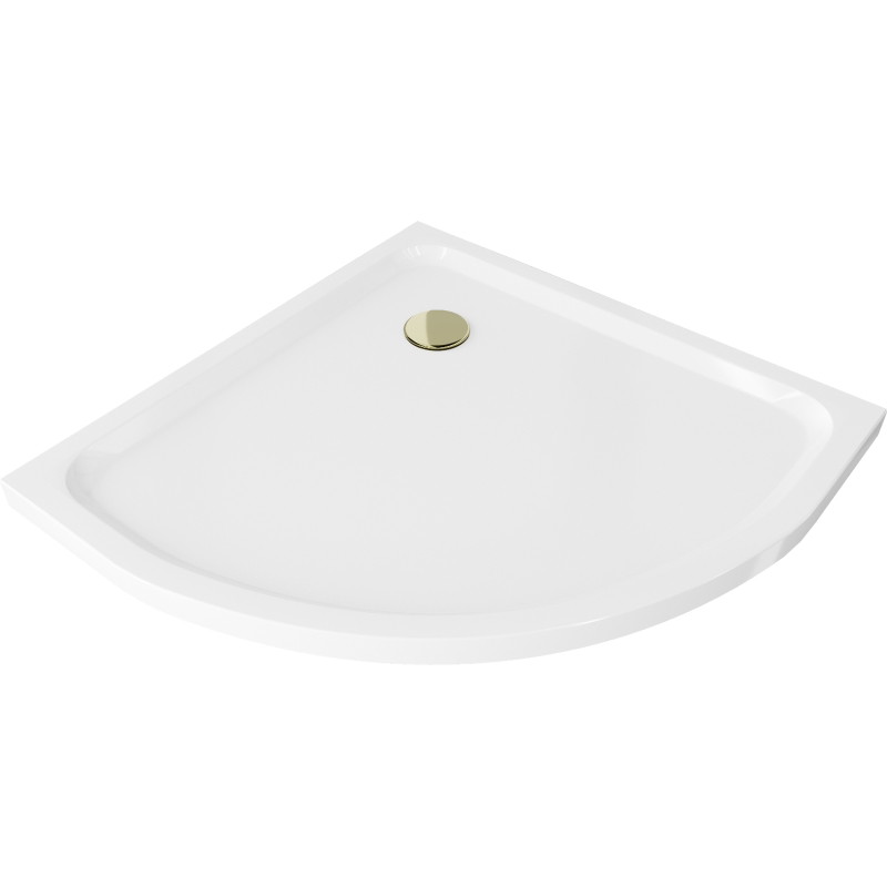 Mexen Flat полукръгъл душов поддържач Slim 100 x 100 см, бял, сифон златен - 41101010G